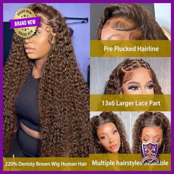 30 Inch Deep Wave Lace Front Wig Human Hair 220 Density 13x6 HD Lace main image 4